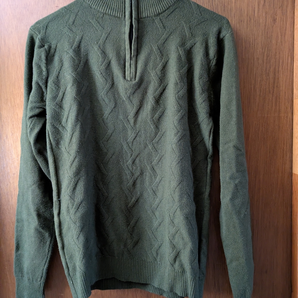 Men's Olive Green Zip Up Sweater